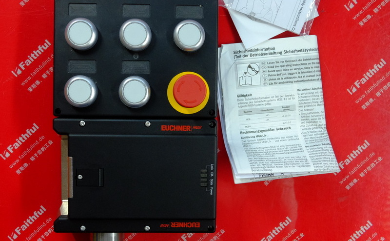 Euchner 156859 安士能MGB-L1-ARA系列锁止模块 MGB-L1C-ARA-L-156859，弹簧力锁止，配有5个按钮，急停开关，包含标签载体，RC26接插头