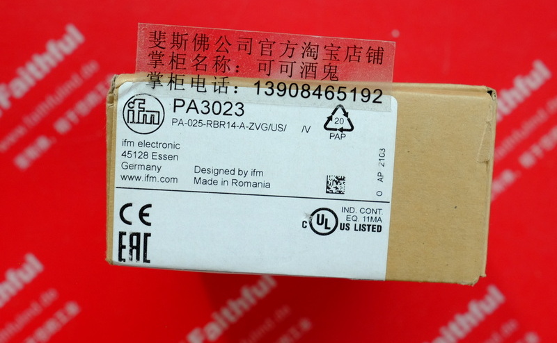 IFM PA3023 易福门全新带陶瓷测量单元的压力变送器 PA-025-RBR14-A-ZVG/US/ /V