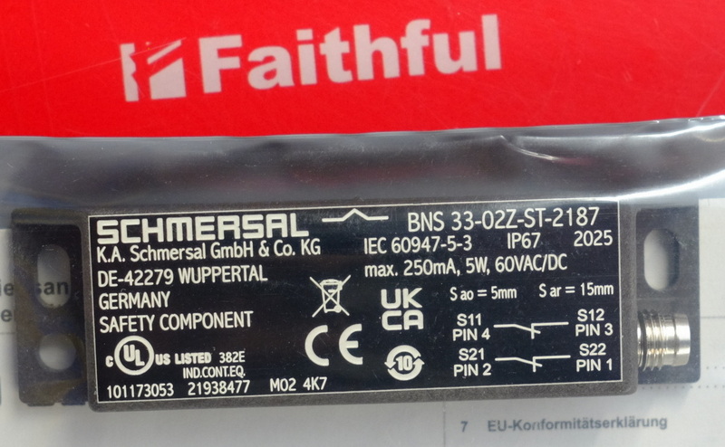 Schmersal 101173053 施迈赛磁力安全传感器 BNS 33-02Z-ST-2187